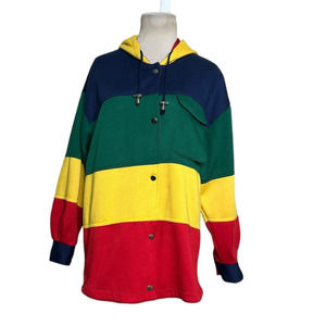 Cambridge vintage colorful reversible hoodie jacket size M